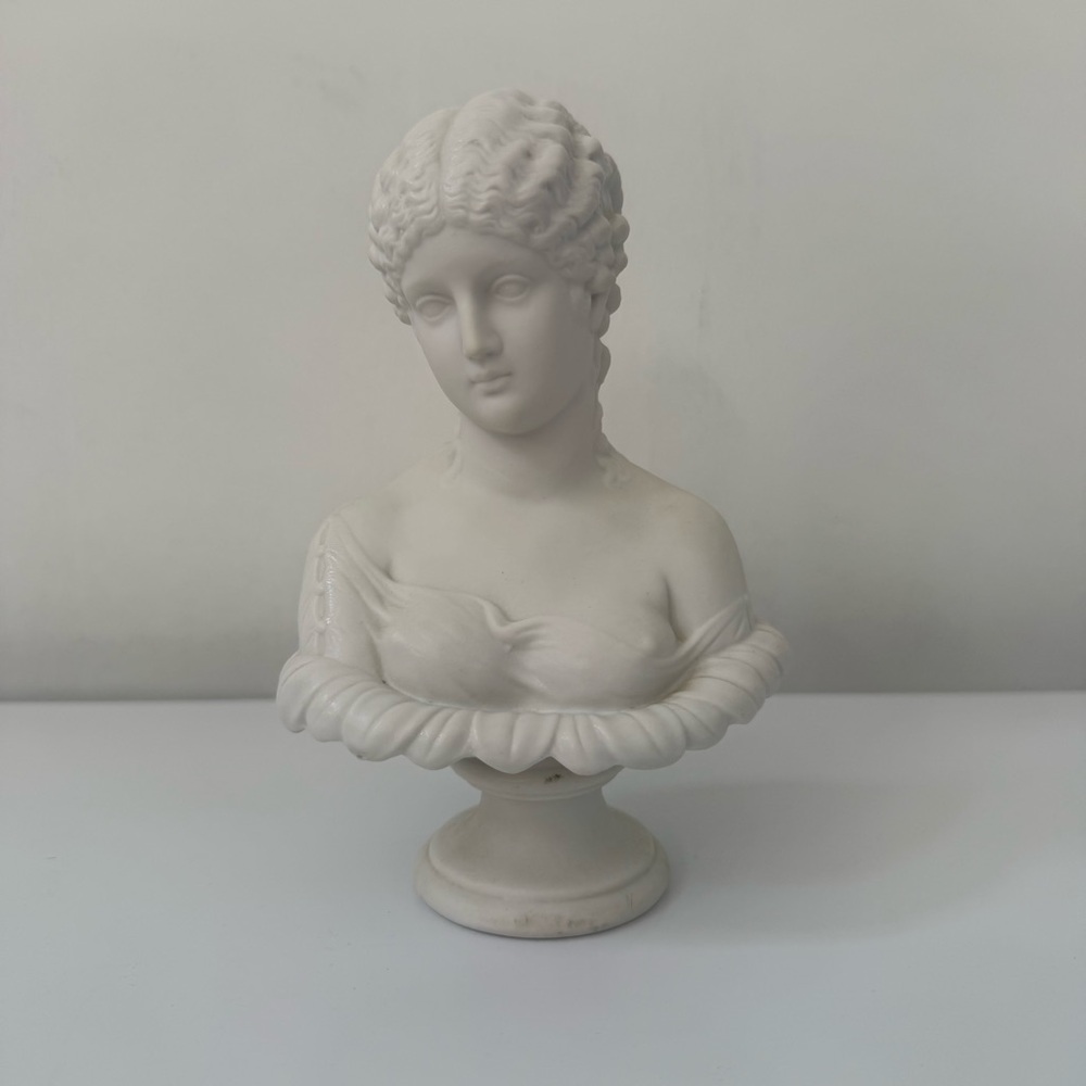RRR RARE Vintage Parian White Porcelain, Bisque Woman Bust of Clytie